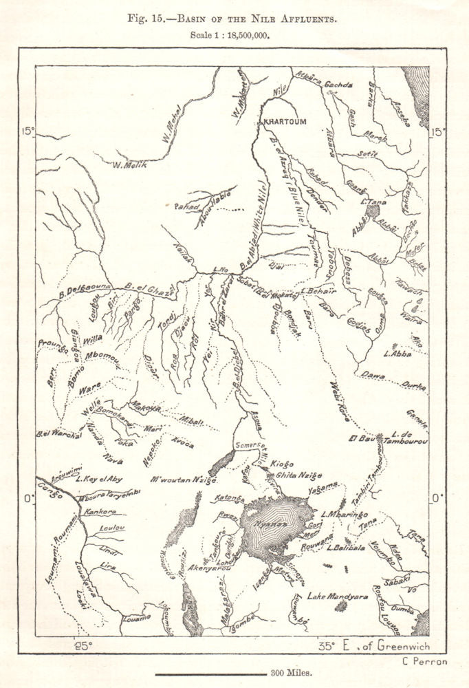 Basin of the Nile Affluents. East Africa. Lake Victoria. Sketch map 1885
